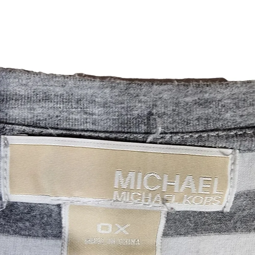 MICHAEL KORS WOMEN'S  GREY/WHITE STRIPED 3/4 SLEEVE TEE 0x - Picture 6 of 8